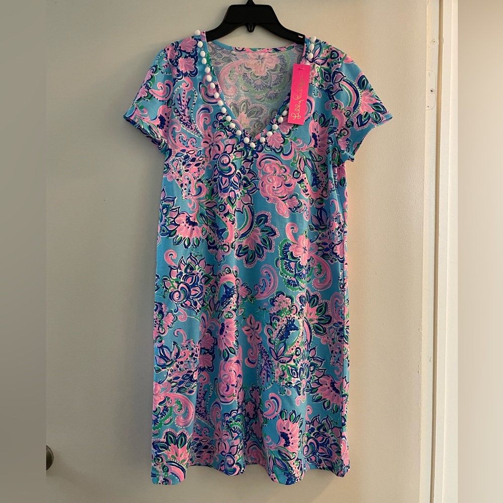 Lilly Pulitzer Etta Dress Blue Horizon Jungle Sunrise NWT Size Medium